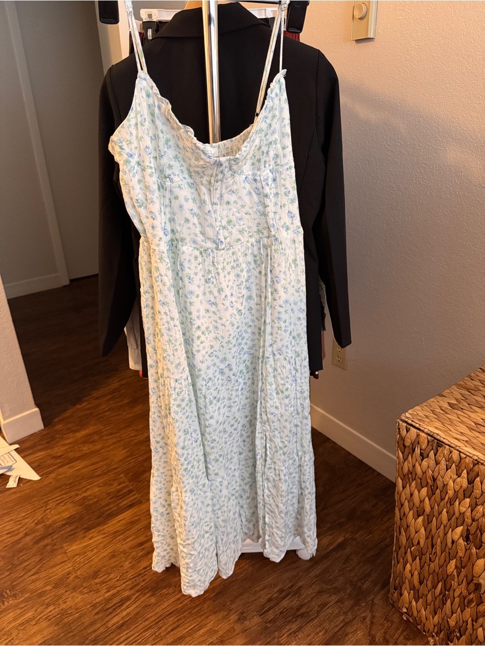 Altar'd State Light Blue and White Floral Maxi Dress
